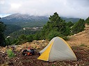 Our tent on the cliff